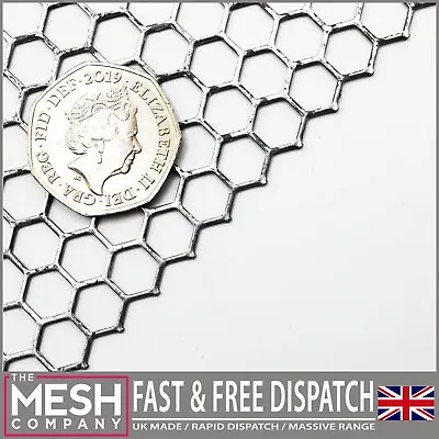 8mm Galv Hexagonal (8mm Hole X 8.7mm Pitch X 1mm Thick) Perforated Sheet Plate • £9.99