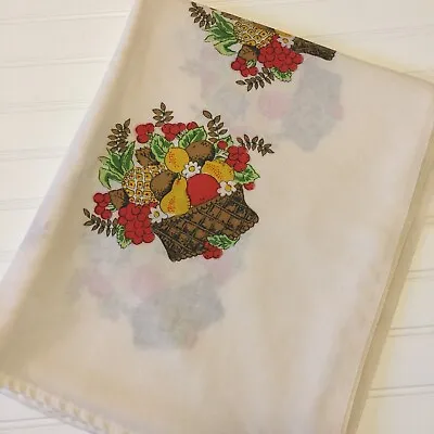Vintage Tastemaker Stevens Tablecloth Rectangle Assorted Fruit Basket 67 X54  • $17