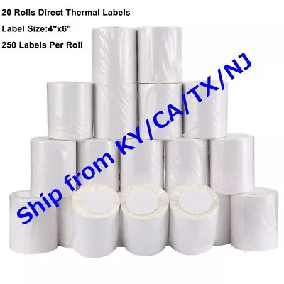 20 Roll 4x6 Direct Thermal Labels 250/Roll For Zebra 2844 Eltron ZP450 ZP500 US • $69.99