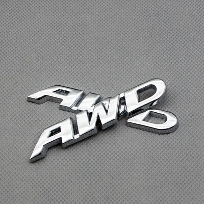 2Pcs Small Chrome Metal AWD Off Road Logo Badge All Wheel Drive Emblem 3D Decal • £9.59