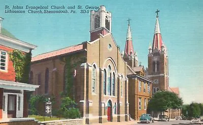 St. John's Evangelical Church Saint George Lithuanian Shenandoah Penna. Postcard • $8.99