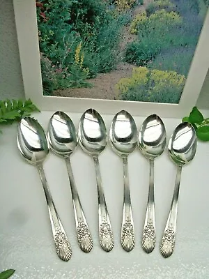 6  International Rogers Marigold SILVER MIST  Silverplate Place Soup Spoons 1935 • $34.98