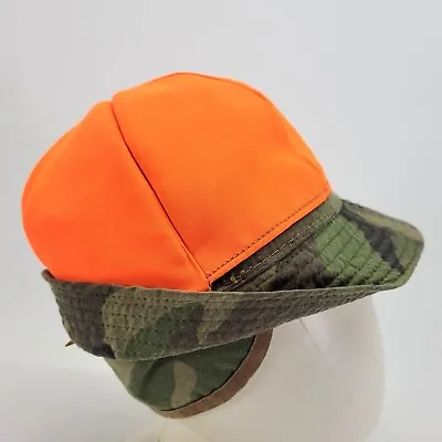 Cabelas Jones Hat Cap M Camo Orange Ear Flap Insulated Duck Hunting Vtg USA • $53.95