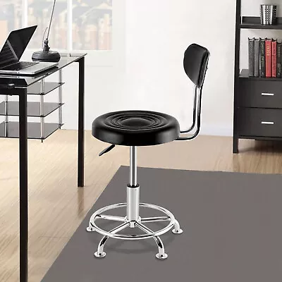 Work Shop Stool Chair -Black Adjustable Height Garage Seat Footrest W/ Back • $58.90