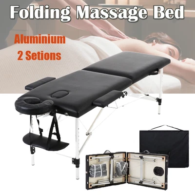 £88.70 • Buy Portable Massage Bed Table Therapy Couch Black Salon Adjustable Folding Beauty