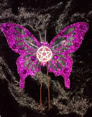 Pentagram Gothic Moth/Butterfly Hair PinOccultGothPaganHair DecorationVamp • £3.99