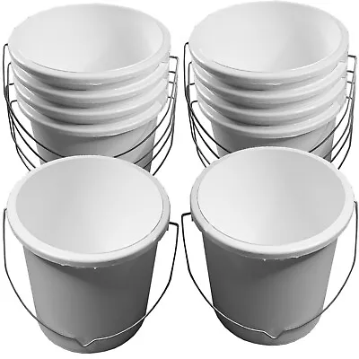 £13.95 • Buy 2.5l Plastic White Paint Kettle Pack Of 10 Paint Pots Painting, Bucket 2.5 Litre