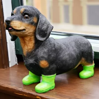 Sausage Dog In Boots Garden Ornaments Outdoor Dachshund Statue Animal Figures • £17.99