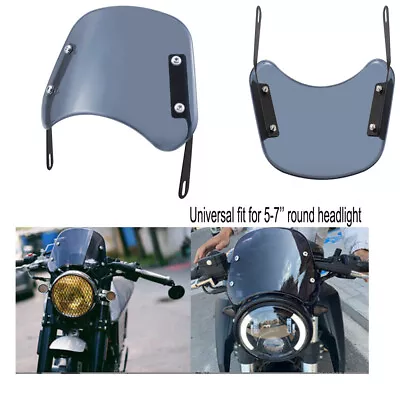 Universal Motorcycle 5-7'' Round Headlight Fairing Windshield Windscreen -Smoke • $21.18