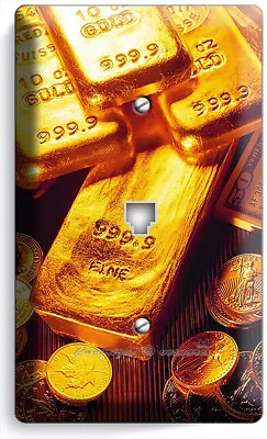 Money Gold Bars Coins Wealth Lick Manifestation Light Switch Outlet Wall Plates • $20.99