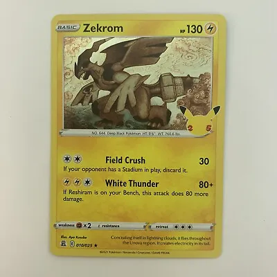 $0.07 • Buy Pokemon 25th Anniversary Celebrations Rare Holo Card - Zekrom 010/025