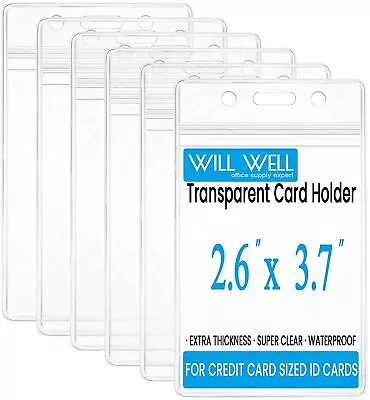 6 Pack Vertical WATERPROOF ID Card Holder Credit Clear Plastic Badge Disney Trip • $5.99