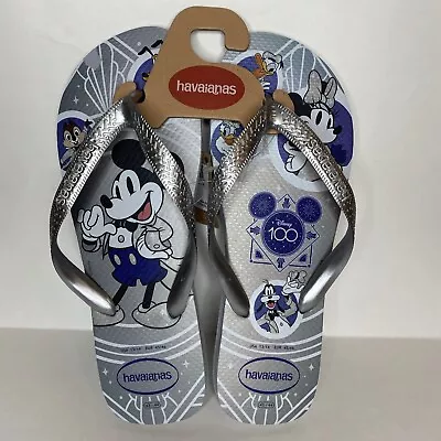 Mickey Mouse And Friends Disney 100 Flip Flops For Adults By Havaianas 13/14 NWT • $56
