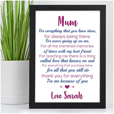 Personalised Birthday MUM MUMMY NANNA NANNY HER Poem Gifts From Son Daughter • £4.95