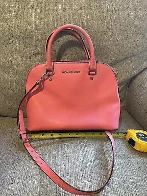 Michael Kors Tote Bag Handbag Purse Shoulder  Coral Pink Dome Satchel Cindy • $60