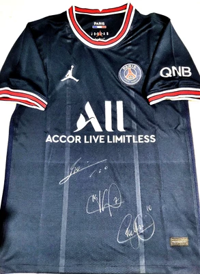 $243.50 • Buy Lionel Messi, Kylian Mbappe, Neymar Jr Triple Signed Shirt Jersey