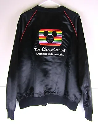 Vintage Disney Channel Bomber Zipper Jacket 80s Mickey Mouse X-Large Made In USA • $48.03