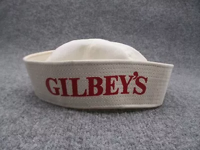 Vintage Gilbeys Gin Sailor Hat Cap Mens Medium White Fitted Alcohol Advertising • $18.99