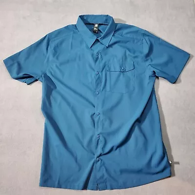 Mountain Hardwear Shirt Mens Large Blue Camping Hiking Short Sleeve Button Up • $25.50