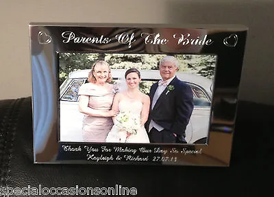 Personalised Engraved Landscape 7 X 5  Photo Frame  Parents Of Bride Gift Hearts • £14.50