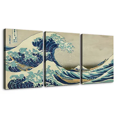 The Great Wave Off Kanagawa 3 Pieces Canvas Wall Art Picture Poster Home Decor • $29.99
