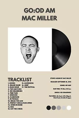 GO:OD AM - Mac Miller 12 X 18 Album Cover Custom Poster • $15