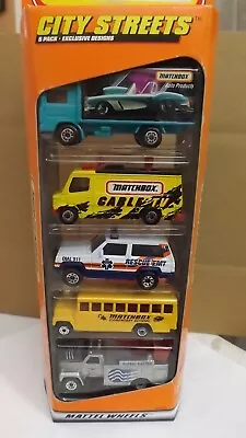 1997 Matchbox 5 Car Gift Pack City Streets School Bus-Volvo Container Truck • $13.29