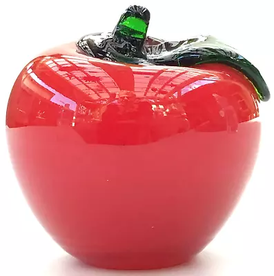 Murano Style Blown Art Glass Red Apple Fruit Decor Paperweight • $11.95