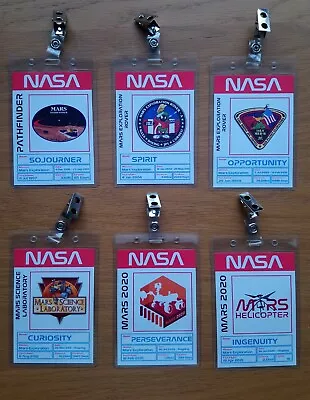 NASA Mars Program - Clip-on ID Photo Pass Badge Set Prop Collection • £3.49