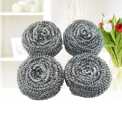  4 Pcs Pan Scourer Metal Dish Scrubber Cleaning Ball Brush Pot • £4.03