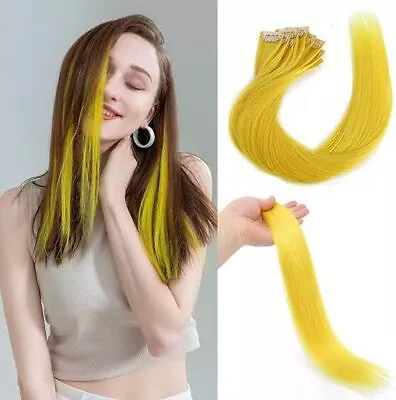 Colorful Synthetic Highlighter Clip In Hair Streaks Extension (4 PCS Blond) • $23.99
