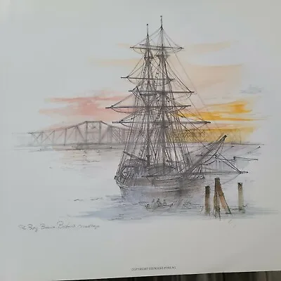  MADS STAGE NAUTICAL SHIP The Brig Beaver  Boston LITHOGRAPH PRINT DENMARK • $14.99