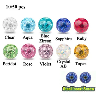 $112.49 • Buy Body Jewelry Piercing Replacement Ball Multi Crystal Ferido Epoxy Covered Ball 