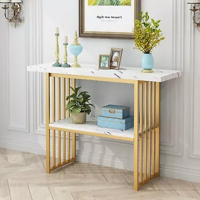 2-Tier Console Table Modern Faux Marble Narrow Hall Desk Sofa Side Table 120CM • $84.99