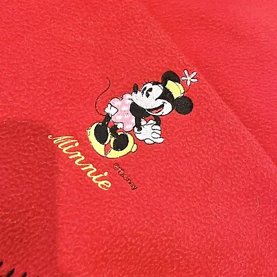 Vintage 90s Disney World Minnie Mouse Fleece Throw Blanket Red • $19.03