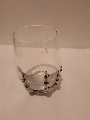 Pottery Barn Halloween SKELETON HAND Stemless Wine Glass Set Of 2 • $58.88