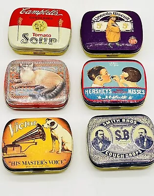 Vintage Bristolware Hinged Tin Pill Boxes Lot Of 6 Victor Smith Bros Uneeda • $24.95