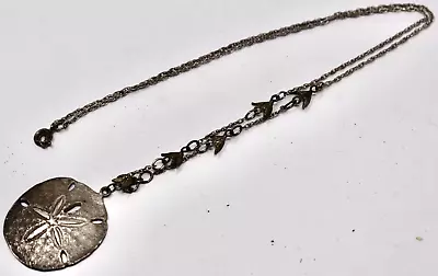 Vintage J&C Ferrara Sterling Silver Bird Necklace & Sand Dollar Pendant 19  • $35