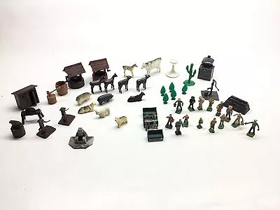 51 Piece Lot Plasticville Farm Animals Accessories People Some Marx • $34.99