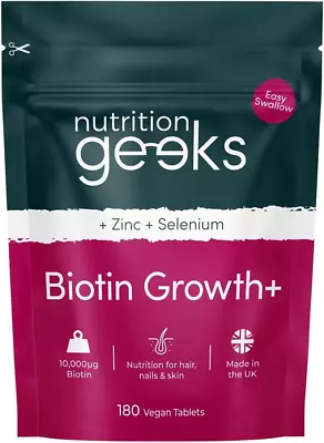 Biotin Hair Growth Supplement 180 Tablets Enhanced With Zinc & Selenium Hair Vit • £9.37