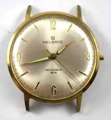 Vintage Helbros Invincible 34.80mm Case Manual Wind Wrist Watch Lot.r0 • $26.99