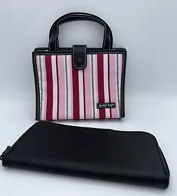 Vintage Mary Kay Consultant Striped Purse Photo Album Ring Binder & Brush Case • $21.95