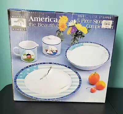 America The Beautiful 5 Pc Completer Set Patriotic Flag Warren Kimble By Sakura  • $55