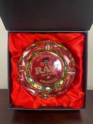 RAW Ashtray Crystal RAINBOW GLASS Round Beveled Ash Tray New In Box • $21.95