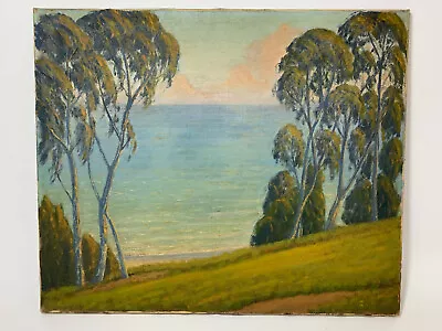 California Plein Air Cypress Trees & Ocean Landscape Painting Monterey  • $195