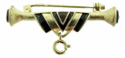 Russian Silver 24 Ct Gold-plated & Black Enamel Brooch / Pendant Holder • $188.81