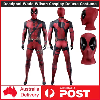 Deadpool Wade Wilson Cosplay Costume Deluxe Jumpsuit Headgear Halloween Costume • $118.04