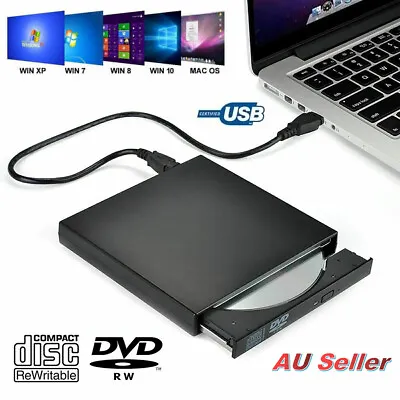 USB Laptop External Drives CD RW DVD ROM Writer Burner Player For PC Mac Windows • $22.89