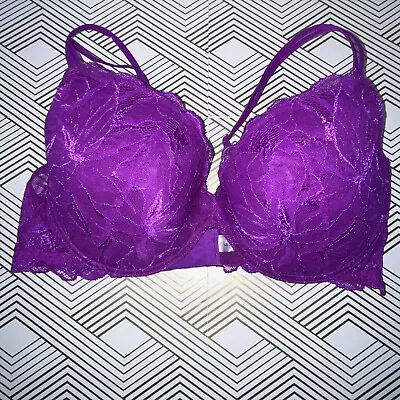 Bra La Senza Size 36 D Royal Purple Lace Padded Push Up Gorgeous • $20