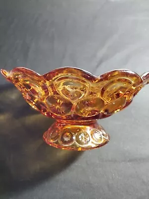 VTG LE Smith Amber Moon And Stars Glass Pedestal Open Compote Candy Dish EUC • $18